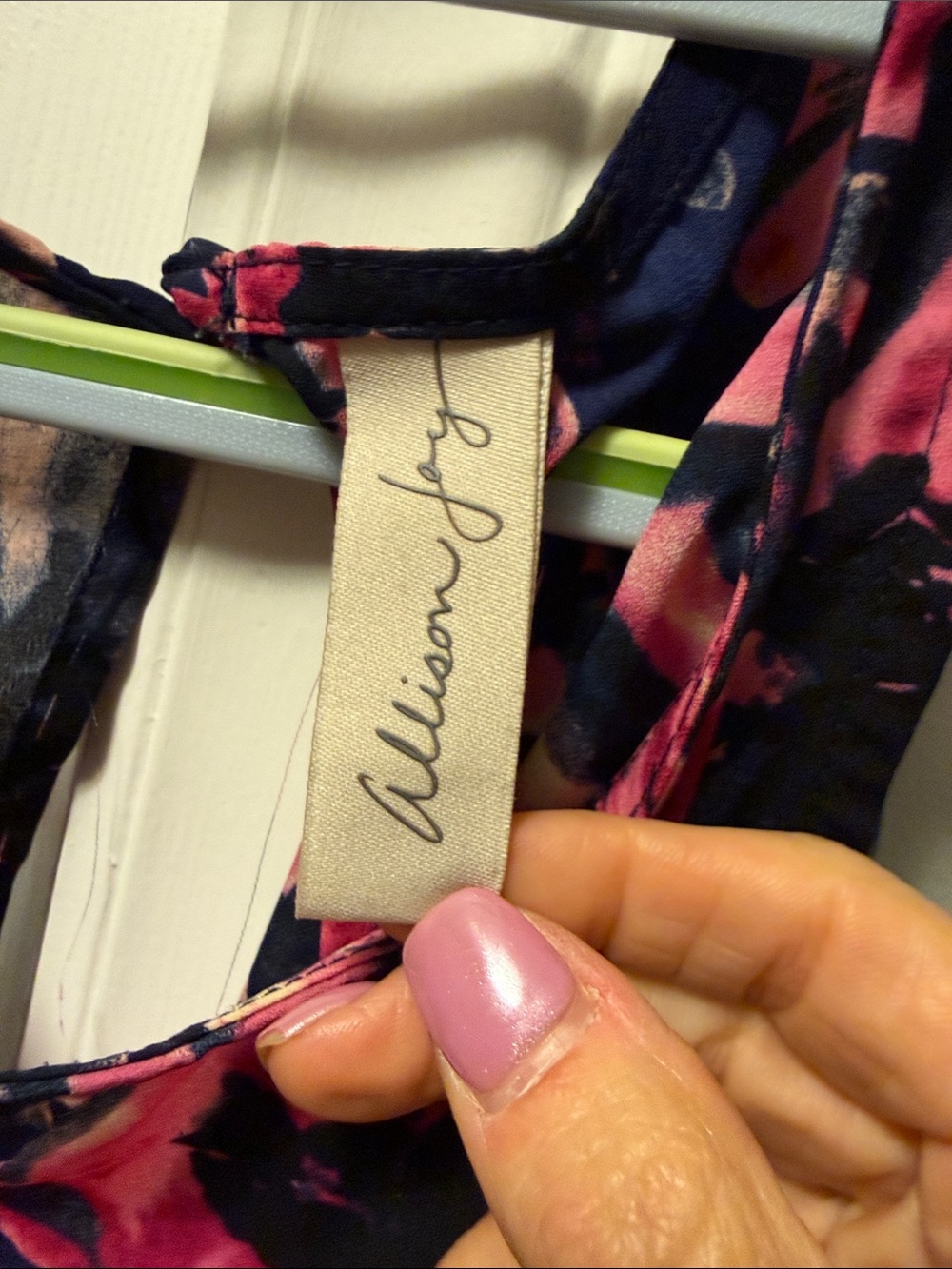 Allison Joy Navy Floral Tank Top with Pink and Cream Accents - Picture 4 of 4